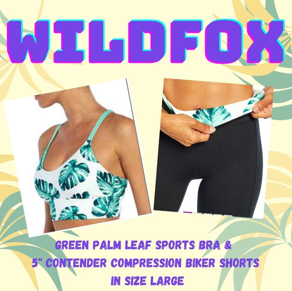 Wildfox Pants - WILDFOX Palm Leaf Collins Sports Bra & 5" Matching Biker Shorts